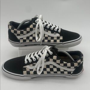 Vans Sk8 Low White Black Lightning Bolt Checkered Men's 10.5 Skateboard Shoes